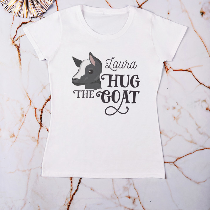 Hug the goat - T-Shirt mit Aufdruck für Damen